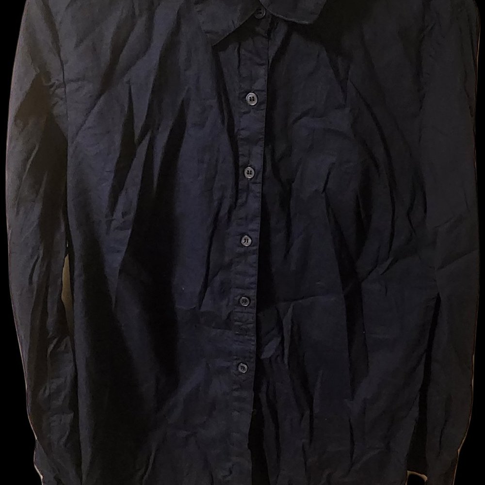 Style&Co Women's Shirt Size 14 Navy Long Sleeve